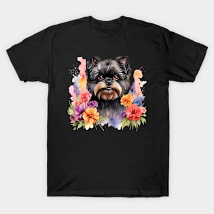 An affenpinscher decorated with beautiful watercolor flowers T-Shirt